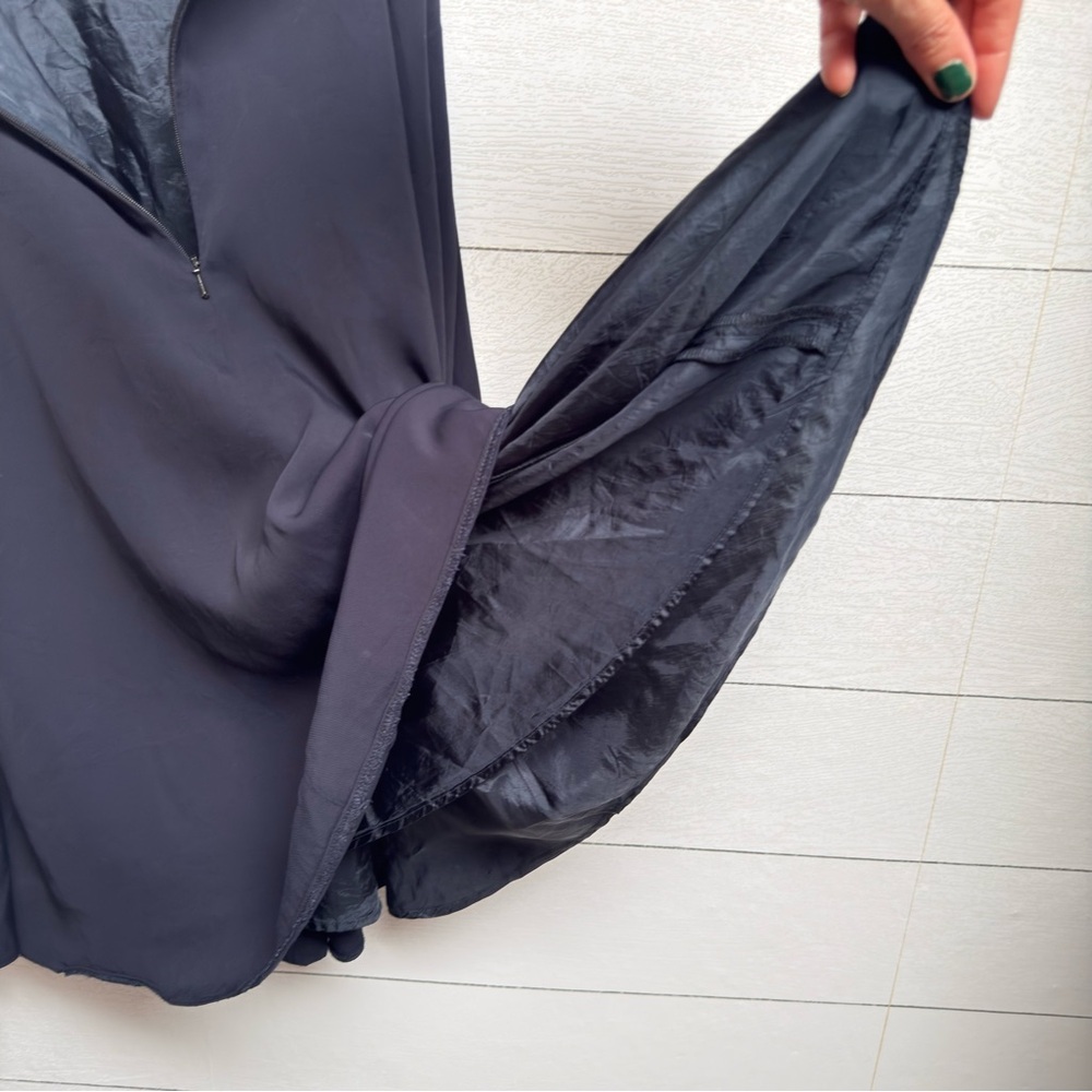 French Connection | Satin Navy Midi Skirt – Minimalist Parisian | Size 2 - Picture 4 of 11